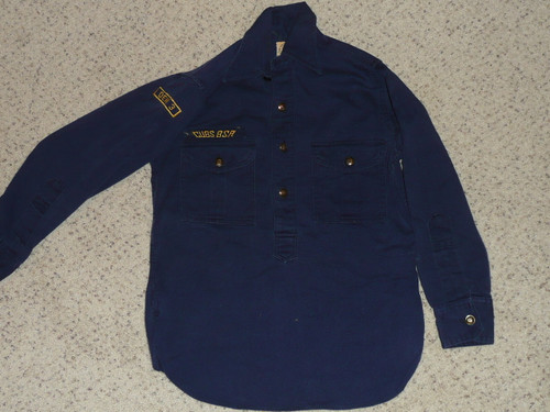 1940's Boy Scout Cub Uniform pullover Shirt with metal buttons, 12" neck, #FB70