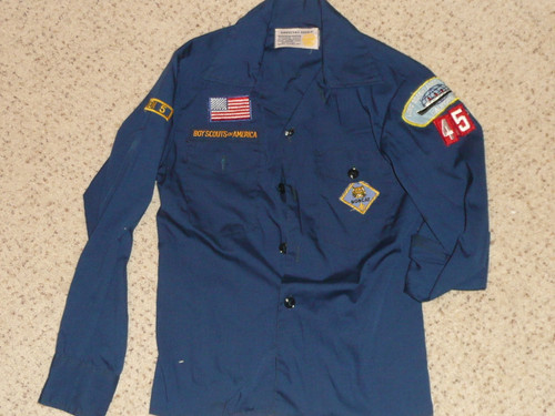 1970's Boy Scout Cub Uniform Shirt from Long Beach Area Council, 15" chest 22" length, #FB85