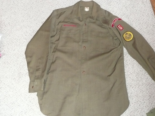 1940's Boy Scout Uniform Shirt WOOL in GREAT condition with PELHAM RWS, 15 1/2 Reg, #FB102