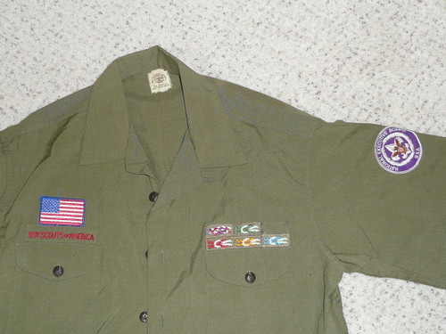 1970's Boy Scout Uniform Shirt National Executive Board Patch with knots, Mens XL, #FB103
