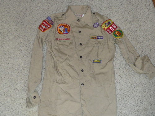 1980's Boy Scout Uniform Shirt 1981 National Jamboree from Sagamore Council, 20" chest 28" length, #FB106