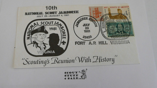 1981 National Jamboree Envelope with Jamboree First Day cancellation and BSA 4 cent stamp and GSA stamp