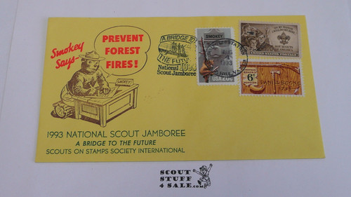 1993 National Jamboree SOSSI Envelope with Jamboree First Day cancellation and 3 cent BSA stamp, Smokey the Bear