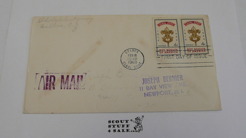 Boy Scouts of America 50th Anniversary Celebration Envelope with first day cancellation and two Canal Zone BSA 4 cent stamps