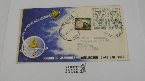 1966 New Zealand Jamboree Envelope with two New Zealand Jamboree Stamps