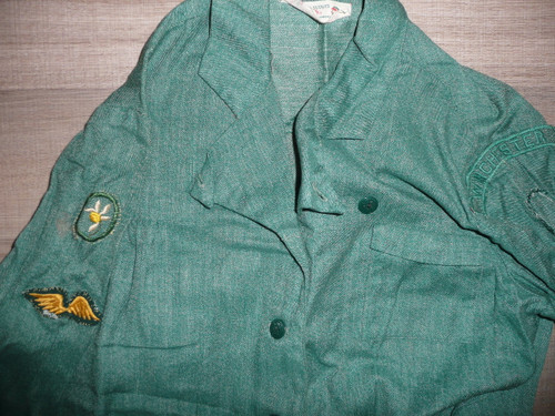 1950's Girl Scout Uniform with some patches from Winchester, 19" chest x 41" length, GS13