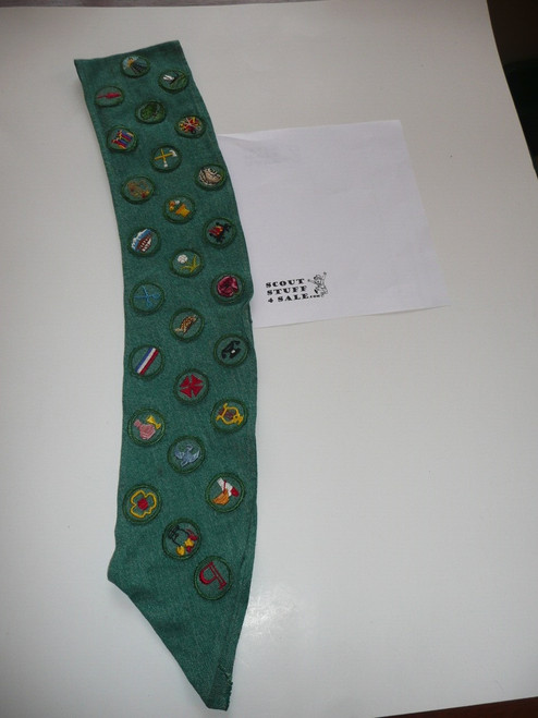 1940's-50's Girl Scout Badge Sash with many badges, GSS3