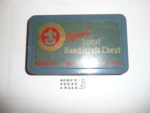 1950's Official Boy Scout Handicraft Chest, metal, some contents