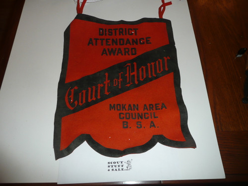 Mokan Area Council Felt Pennant, District Attendance Award, Court of Honor