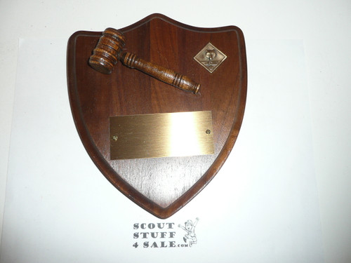 1970's Cub Boy Scout Wall Plaque with Gavel, unpresented
