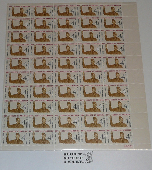 Full Sheet of the 4 cent Boy Scouts of America Stamp