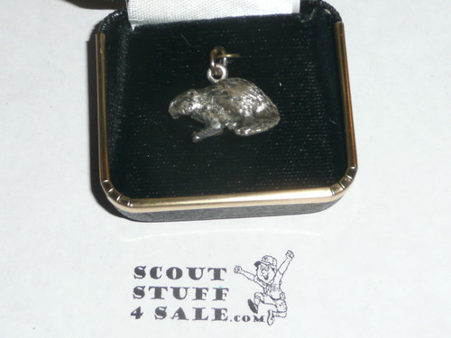 Silver Beaver Award Charm, 1970's, New in Stange mfg box
