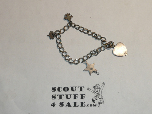 Boy Scout Charm Bracelet with STERLING Charms, Robbins Halmark, Very nice