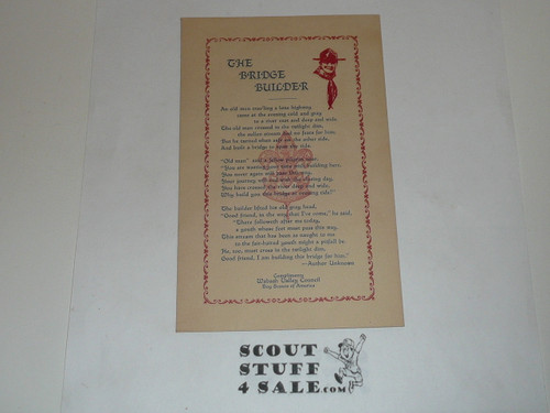 1930's "The Bridge Builder" Scouting Poem, Wabash Valley Council