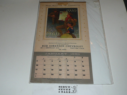 1960 Boy Scout Calendar, Norman Rockwell Art on the cover, complete