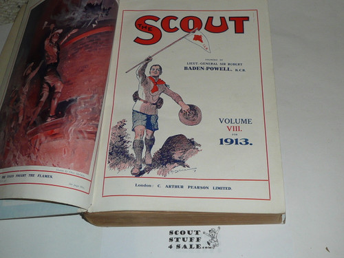 1912-1913 Bound complete volume of "The Scout", United Kingdom Youth Scout Magazine, cover replaced