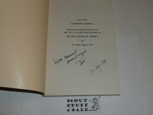 A Pioneer's Journal of Scouting Stories, Signed by author, 1977 printing, Boy Scouts of America