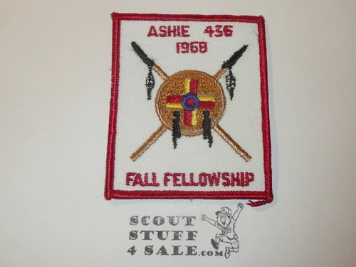 Order of the Arrow Lodge #436 Ashie 1968 Fall Fellowship Patch
