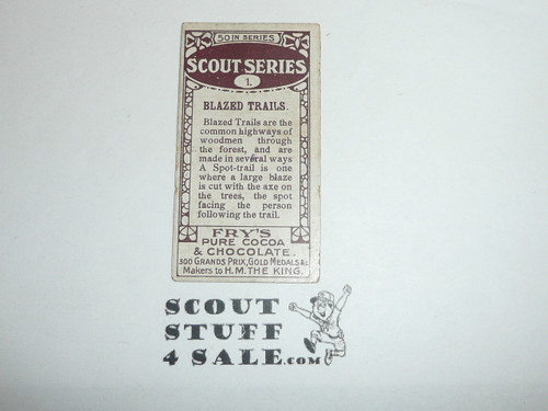 Fry's Chocolate Company Premium Card, Scout Series of 50, #1 Blazed Trails, 1912