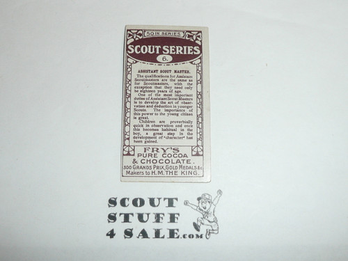 Fry's Chocolate Company Premium Card, Scout Series of 50, #6 Assistant Scoutmaster, 1912