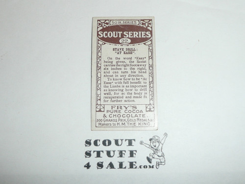 Fry's Chocolate Company Premium Card, Scout Series of 50, #22 Stave Drills: At Ease, 1912