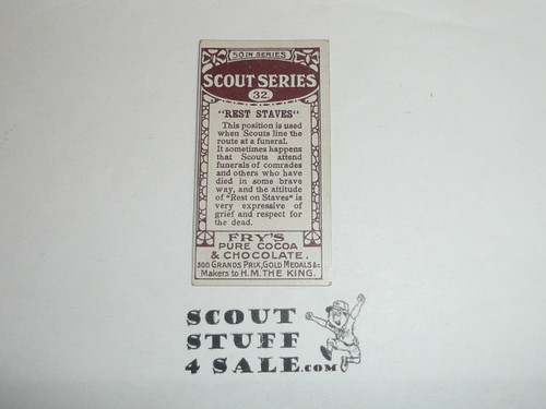 Fry's Chocolate Company Premium Card, Scout Series of 50, #32 Stave Drills: Rest on Staves, 1912