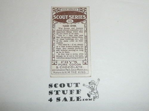 Fry's Chocolate Company Premium Card, Scout Series of 50, #40 Taking Cover, 1912