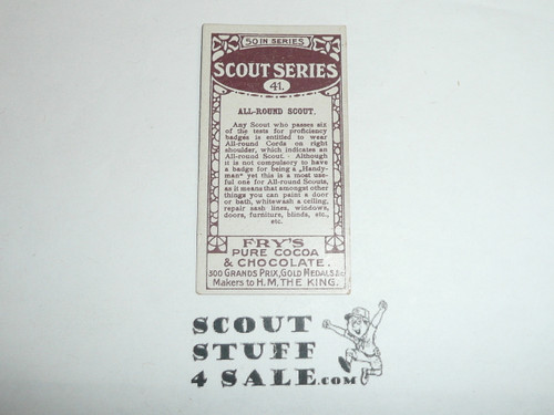 Fry's Chocolate Company Premium Card, Scout Series of 50, #41 All-Around Scout, 1912