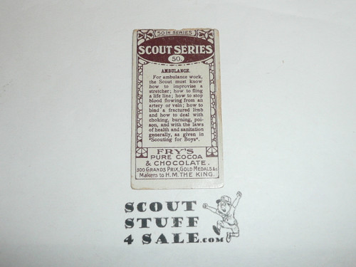 Fry's Chocolate Company Premium Card, Scout Series of 50, #50 Ambulance, 1912