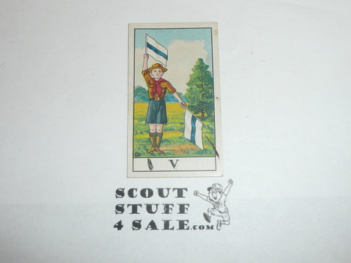 British American Tabacco Company Premium Card, Scouts Signaling Series of 30, V Card, 1922