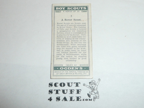 Ogden Tabacco Company Premium Card, Boy Scout Series of 50, Card #5 A Rover Scout, 1929