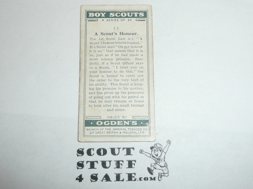 Ogden Tabacco Company Premium Card, Boy Scout Series of 50, Card #15 The Scouts' Honour, 1929