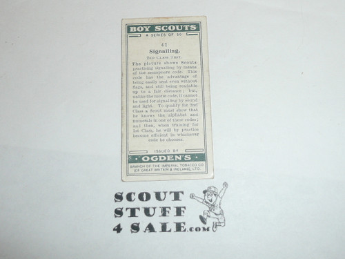 Ogden Tabacco Company Premium Card, Boy Scout Series of 50, Card #41 Signaling, 1929