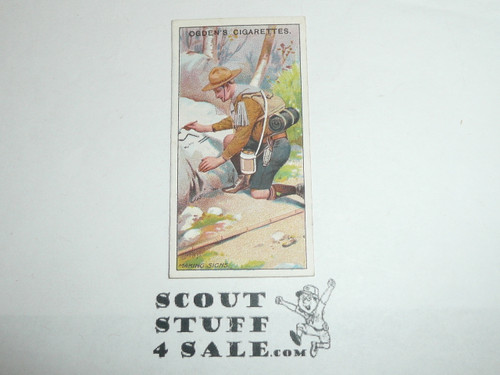 Ogden Tabacco Company Premium Card, First Boy Scout Series of 50 (Blue Backs), Card #29 Scout Making Signs, 1911