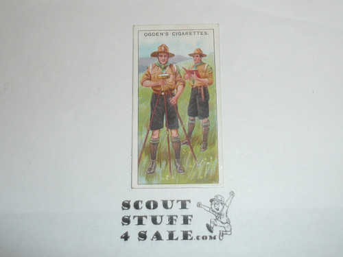 Ogden Tabacco Company Premium Card, First Boy Scout Series of 50 (Blue Backs), Card #34 Surveying, 1911