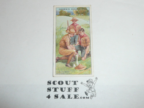 Ogden Tabacco Company Premium Card, First Boy Scout Series of 50 (Blue Backs), Card #38 An Officer Dealing with a Wounded Scout, 1911