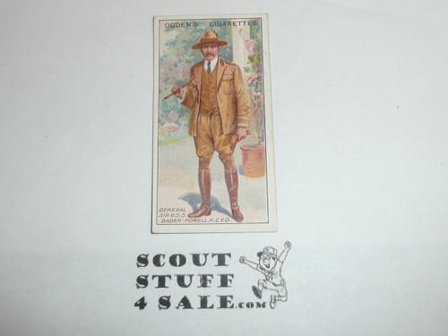 Ogden Tabacco Company Premium Card, First Boy Scout Series of 50 (Blue Backs), Card #50 General Sir R. S. S. Baden-Powell, 1911