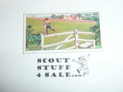 Ogden Tabacco Company Premium Card, Second Boy Scout Series of 50 (Blue Backs), Card #71 Wool Collecting Game, 1912
