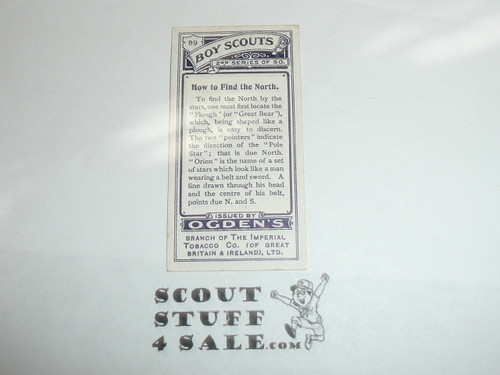 Ogden Tabacco Company Premium Card, Second Boy Scout Series of 50 (Blue Backs), Card #89 How to Find the North, 1912