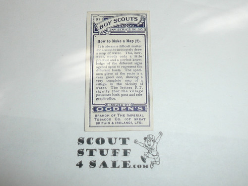 Ogden Tabacco Company Premium Card, Second Boy Scout Series of 50 (Blue Backs), Card #91 How to Make a Map, 1912