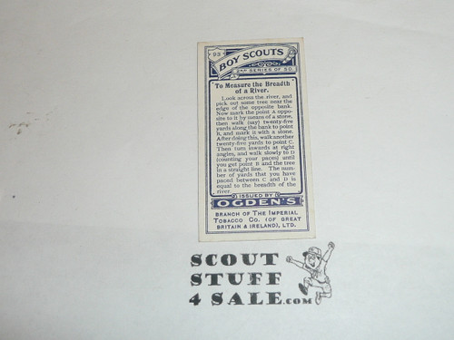 Ogden Tabacco Company Premium Card, Second Boy Scout Series of 50 (Blue Backs), Card #93 To Measure the Breadth of a River, 1912