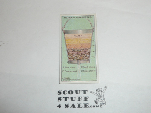 Ogden Tabacco Company Premium Card, Second Boy Scout Series of 50 (Blue Backs), Card #97 An Emergency Water Filter, 1912