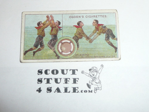 Ogden Tabacco Company Premium Card, Fourth Boy Scout Series of 50, Card #159 Releasing from a Drowning Person's Clutch, 1913