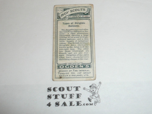 Ogden Tabacco Company Premium Card, Fourth Boy Scout Series of 50, Card #175 Types of Dirigible Baloons, 1913