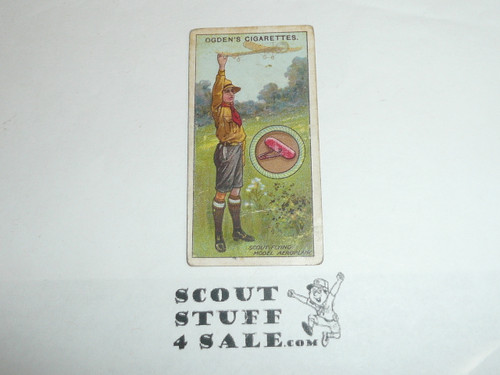 Ogden Tabacco Company Premium Card, Fourth Boy Scout Series of 50, Card #177 Scout Flying Model Airplane, 1913