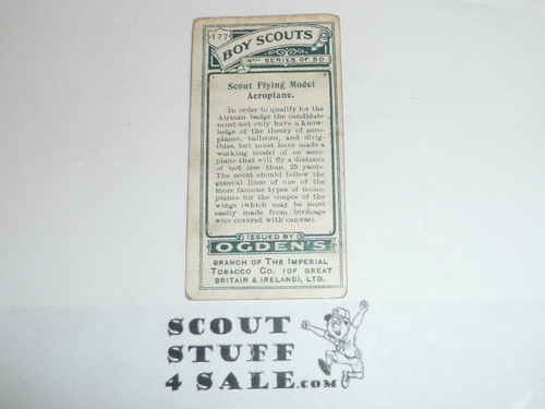 Ogden Tabacco Company Premium Card, Fourth Boy Scout Series of 50, Card #177 Scout Flying Model Airplane, 1913