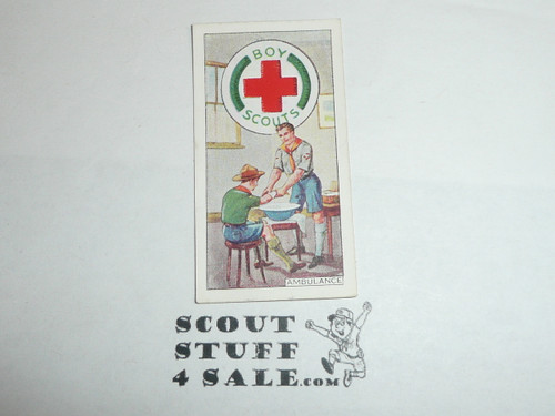 CWS Cigarette Company Premium Card, Boy Scout Badges Series of 50, Card #26 Ambulance, 1939