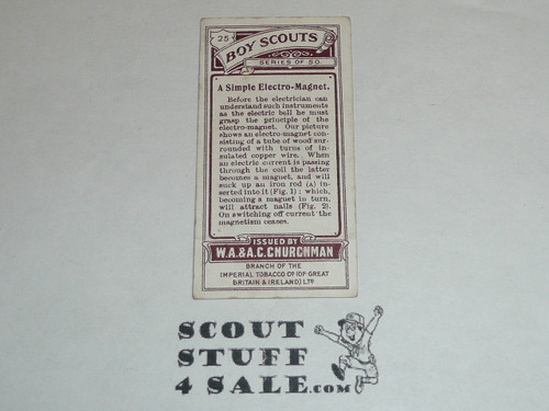Churchman Cigarette Company Premium Card, Boy Scout Series of 50, Card #25 A Simple Electro-magnet, 1916