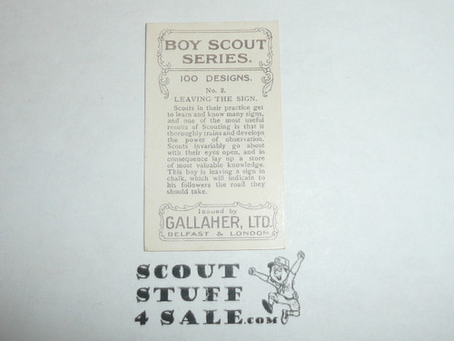 Gallaher ltd Cigarette Company Premium Card, Boy Scout Series of 100, Card #2 Leaving the SIgn, 1922