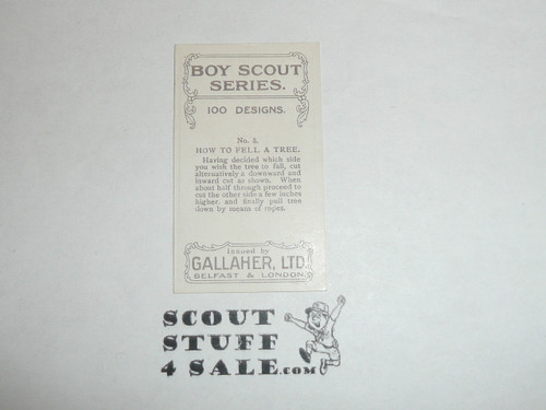 Gallaher ltd Cigarette Company Premium Card, Boy Scout Series of 100, Card #5 How to Fell a Tree, 1922